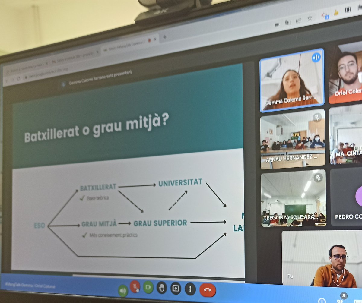 IEDMangrane's tweet photo. Els nostres #MangTalks, espais de trobada d'antics alumnes amb els companys i companyes del cicle Vèrtex. En aquesta ocasió, Gemma i Oriol Colomé, han compartit la seva experiència en el batxillerat i en els graus de Biotecnologia i Medicina. https://t.co/6OSO4vPs49