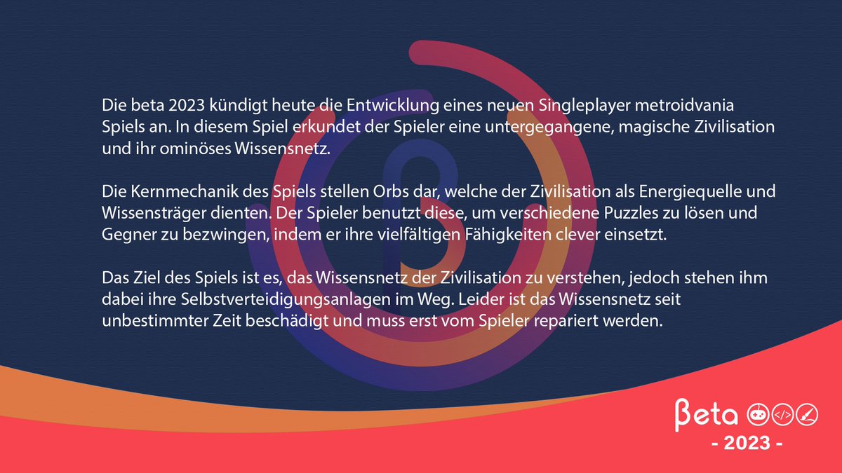 Hiermit kündigt das diesjährige beta-Team ihr neuestes Spiel an! 
#beta #betamittweida #HSMW #hochschulemittweida #hsmittweida #staytuned #gamedev #gamedevelopment