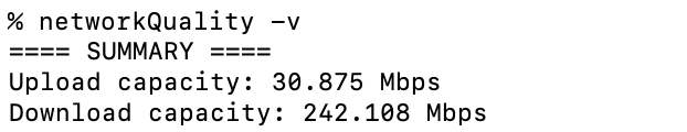 myfear's tweet photo. TIL #macOS has a network speedtest build in 🙃 https://t.co/3CFp5Imvjp