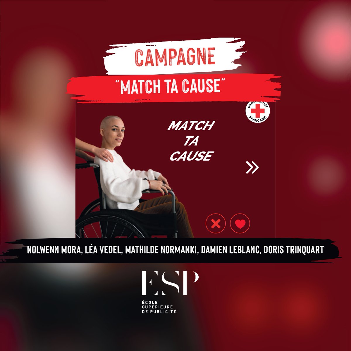 mllepitchawards's tweet photo. Nolwenn Mora, Léa Vedel, Mathilde Normanki, Damien Leblanc et Doris Trinquat de l'@espublicite  proposent la campagne "Match Ta Cause" pour la catégorie digitale. Le message ? Matcher avec une cause qui représente et implique les jeunes. https://t.co/IixRDfXpz0