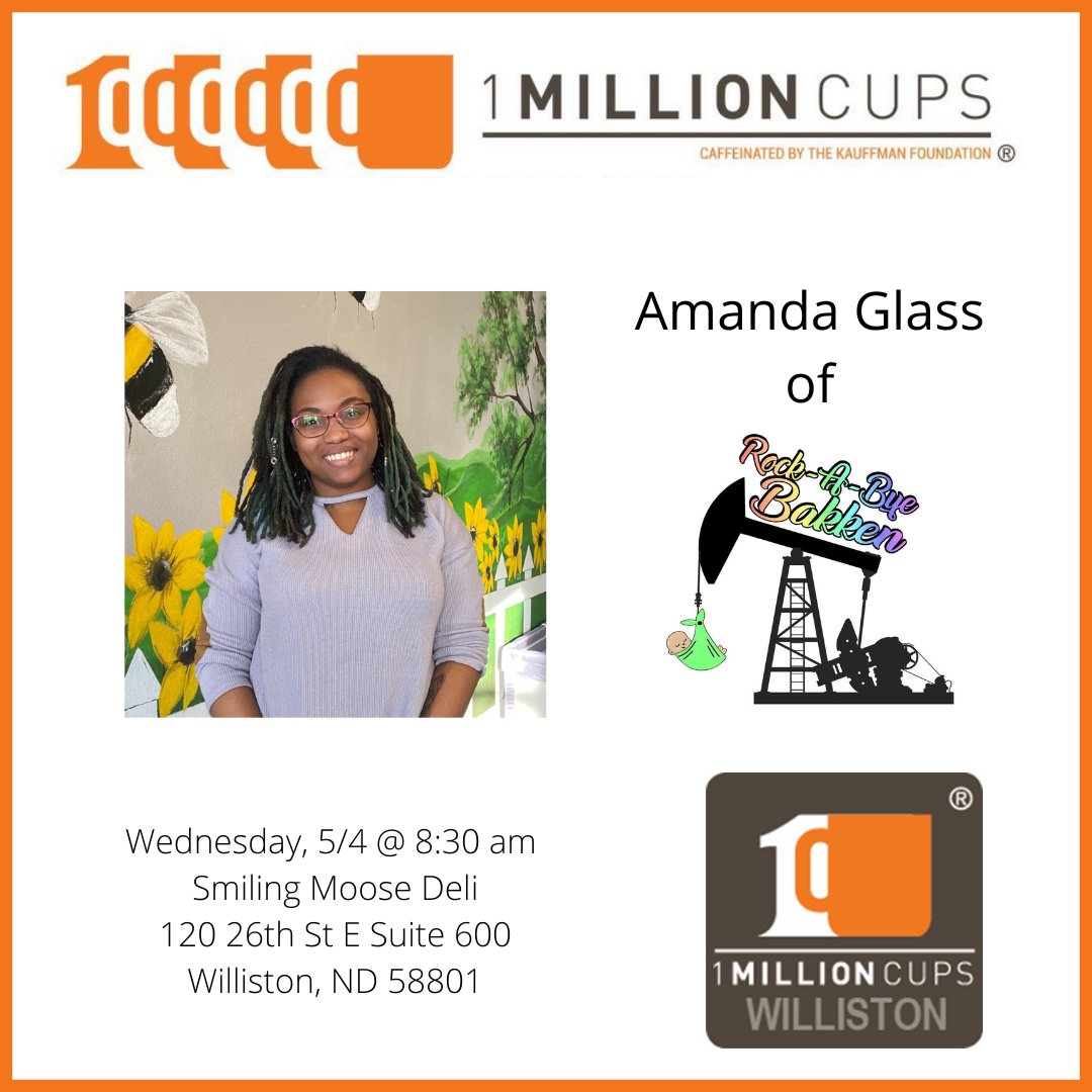 1MillionCupsWST's tweet photo. We are excited to have Kristin Iverson, Financial Advisor at Thrivent Financial and Amanda Glass at Rock-A-Bye Bakken Day Care present at 1 Million Cups Williston! 

This meeting will be at Smiling Moose Rocky Mountain Deli @ 8:30am on May 4th and Facebook live on our page. https://t.co/LvhExb44jb