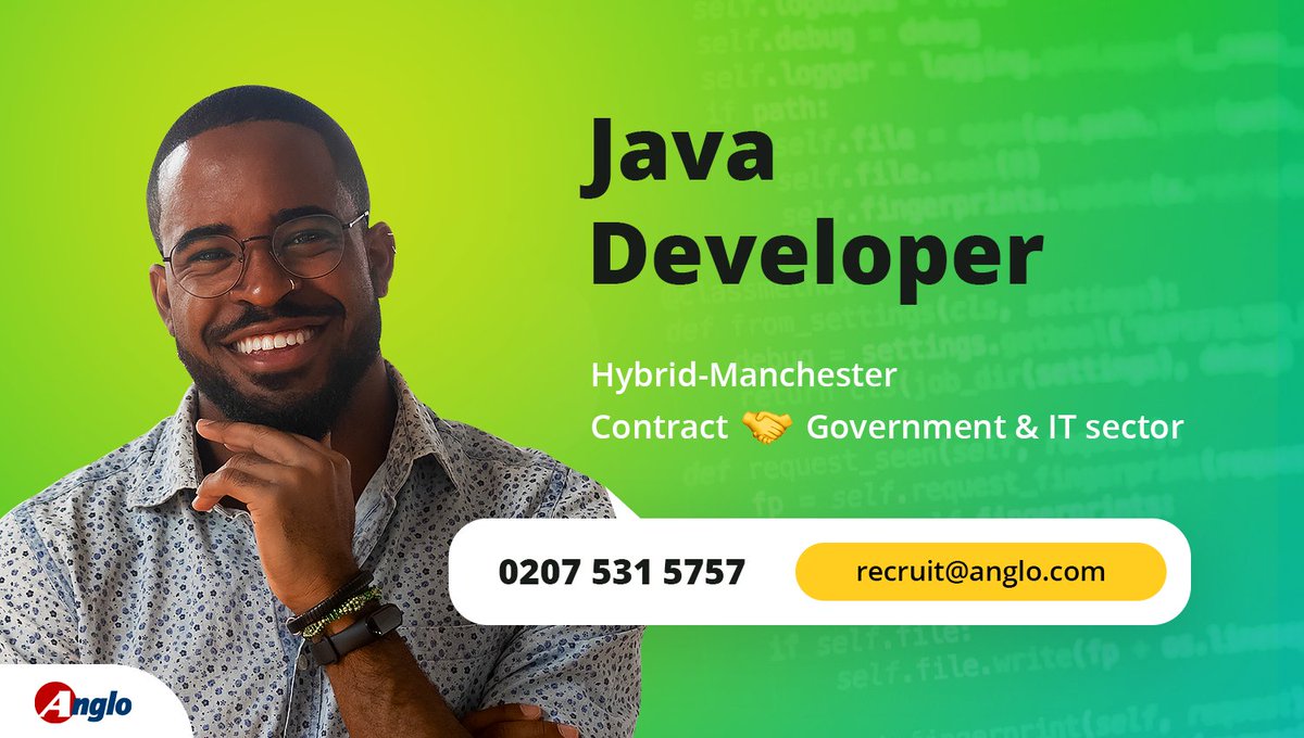 AngloTechnical's tweet image. New Opportunity..
#Anglo team are currently looking for #Java_Developers who are looking for their next opportunity in the #Government #sector.
Click the link to #apply 👇 , Or contact 📞 us for more information.
💻 lnkd.in/ecEhsz6J
#governmentjobs #govjobs #javajobs