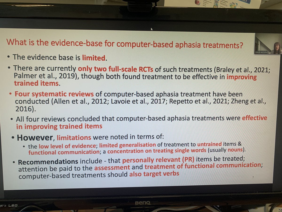 citcen's tweet image. What’s the evidence base specifically for #Aphasia #ComputerBasedTherapy? Useful summary from @JulieHickin