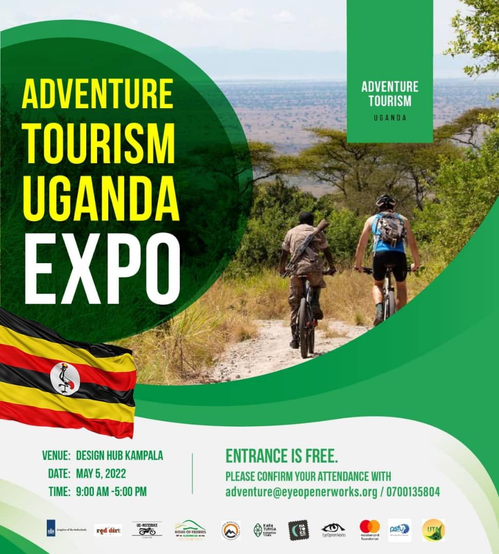 TourismBoardUg's tweet photo. Uganda has all that it takes to be the leading adventure tourism destination in Africa. Join us on May 5th, 2022, for the first-ever adventure tourism expo at Design Hub Kampala. 

@UTAuganda @EyeOpenerWorks @MTWAUganda 

#PromotingTourismTogether https://t.co/FchF5LjJzb