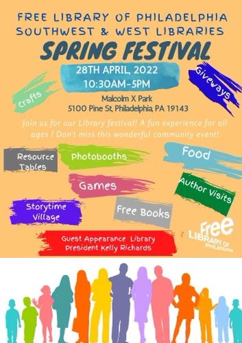 SOAR_Phila's tweet photo. Check out the Spring Festival hosted by the Free Library of Philadelphia. We will have an activity from 3-5 PM! Stop by and check it out/chat with us if you can! https://t.co/GRN3UUeClJ