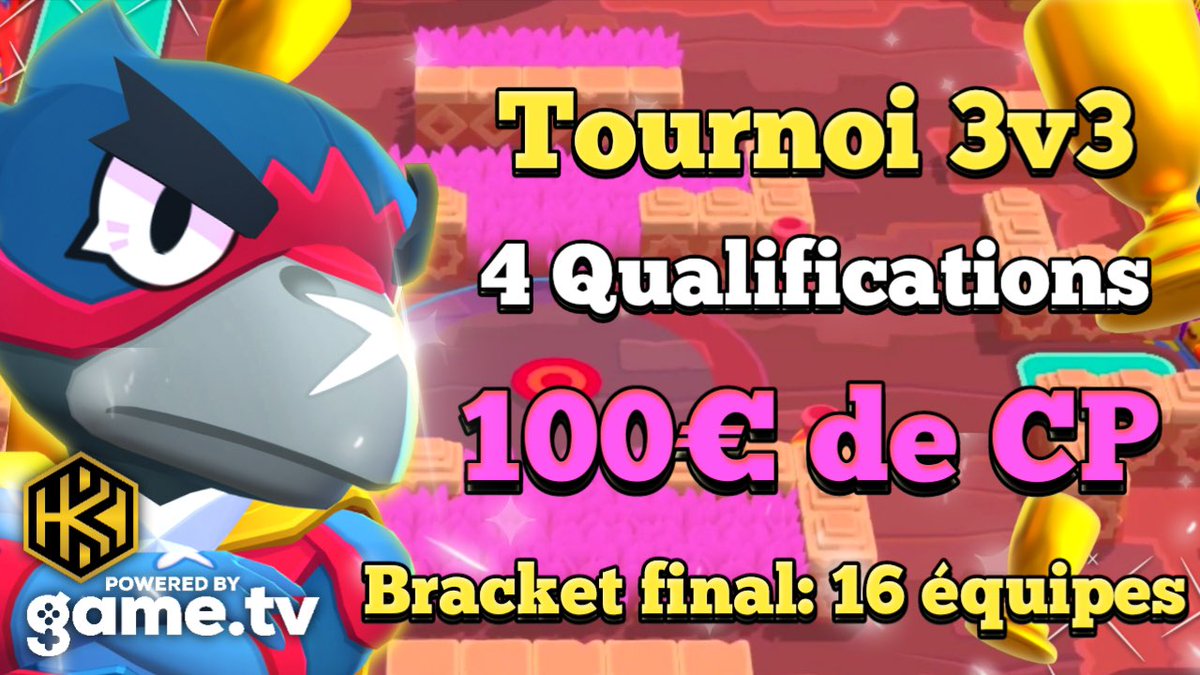 HanekiCorp's tweet photo. 🏆Tournoi @brawlstarsfr🏆

Nouveau tournoi 3v3! Inscription en team ou en random! 😀

🔹Qualifications les Lundi et Mercredi à 21h 
🔸1 Brackets final avec 16 équipes
🔹100€ de CP
🔸Pour les équipes Francophone

Plus d'informations sur notre serveur: https://t.co/xsukhOEWmx 😁 https://t.co/B60qpkFhL9