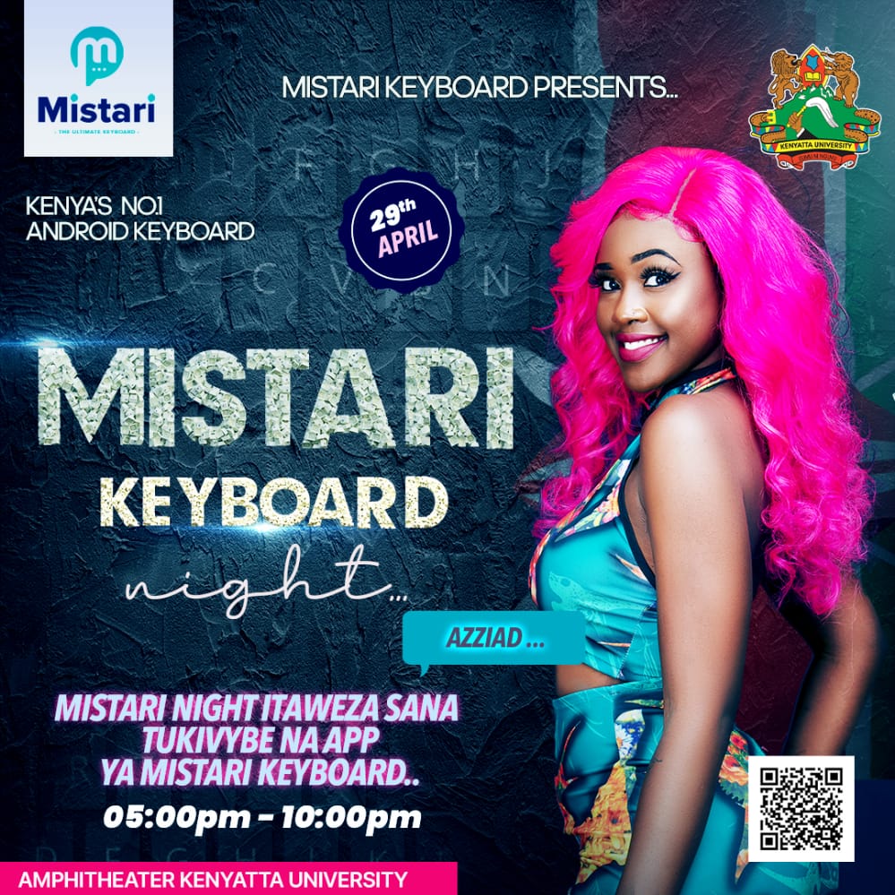 MobutuSesko's tweet photo. Pale Kenyatta University amphitheater on 29th of April kutakuwa na your favorite artists performing live for the launching of the Mistari Keyboard App, you don't have to miss this tell a friend to tell a friend. Entrance ni free
USIACHWE NYUMA
Mistari Keyboard
#FormNiMistari https://t.co/bRxYMPDSX9
