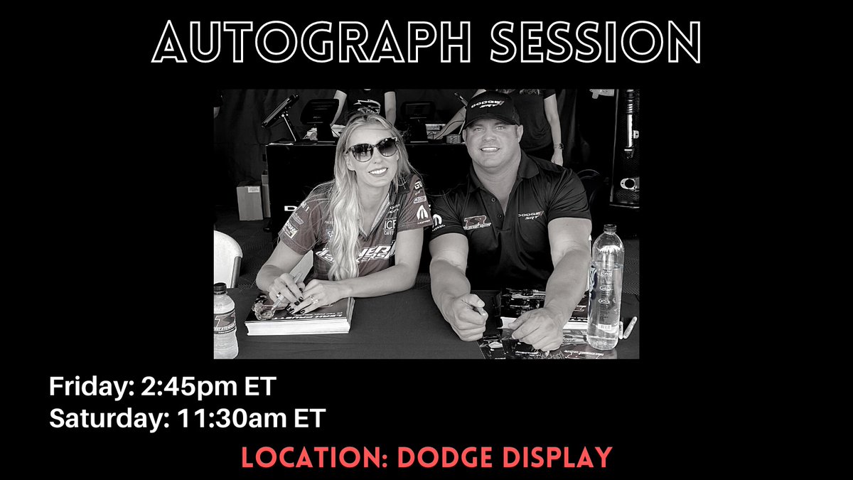 Coming out to <a href="/zMAXDragway/">zMAX Dragway</a> this weekend? Stop by the Dodge display for two autograph sessions with <a href="/LeahPruett_TF/">Leah Pruett</a> and <a href="/MattHagan_FC/">Matt Hagan</a>! 

#TSRnitro | #4WideNats | <a href="/NHRA/">NHRA</a> | <a href="/Dodge/">Dodge</a> | <a href="/OfficialMOPAR/">MOPAR</a>