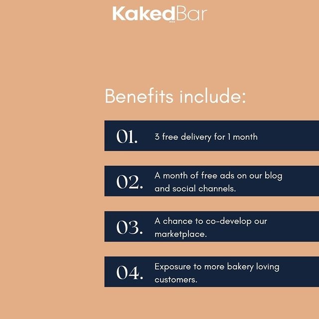 kakedbar's tweet photo. Signing up on our website as a Baker comes with a lot of benefits

🍰 Free delivery for 1 month
🍰 A month of free ads on our blog and social channels
🍰 A chance to co-develop our marketplace
🍰 Exposure to more bakery loving customers.

Get started: https://t.co/kgpl8jOi5H https://t.co/RdkTU9qODp