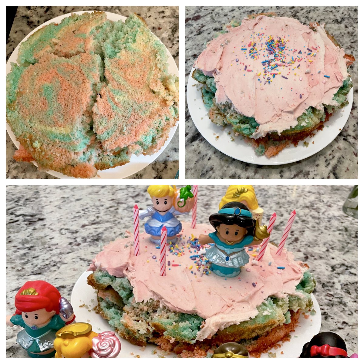“Mommy, I want a rainbow cake with pink icing and princesses.” Other parents relate? #nailedit