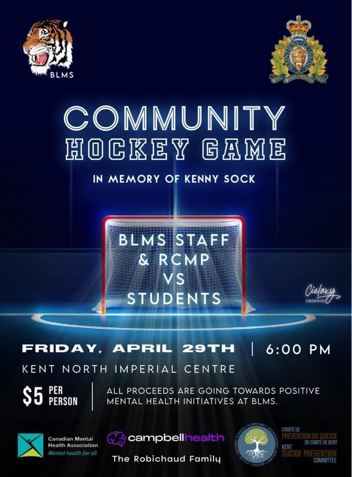 RCMPNB's tweet photo. All proceeds from the game will go towards positive mental health initiatives at the school. https://t.co/ZcRmNCr08Y