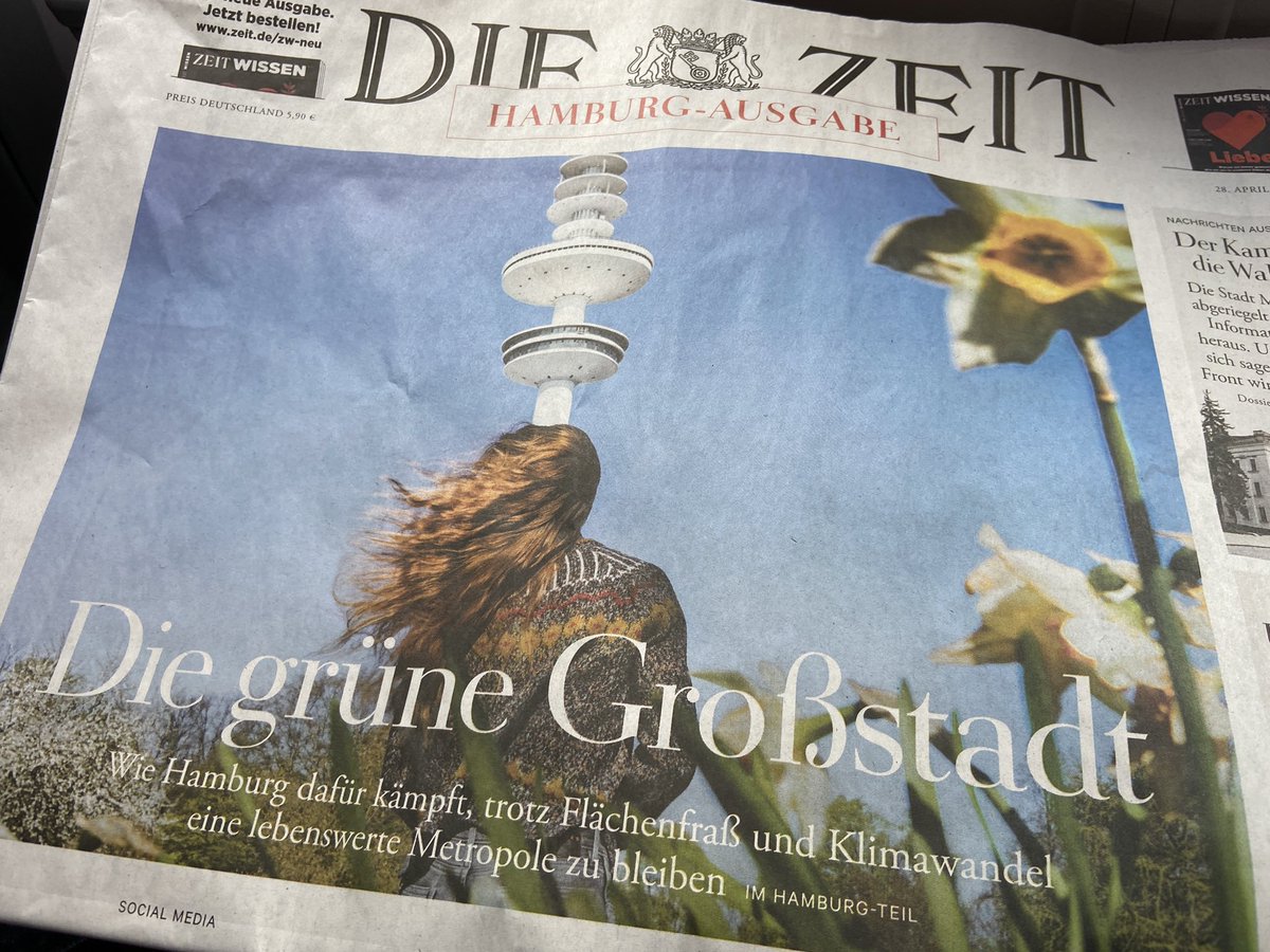 Bin schon sehr gespannt auf den #Hamburg-Teil der aktuellen <a href="/DIEZEIT/">DIE ZEIT</a>, der es sonnig und breit auf den Titel geschafft hat: „Die grüne Großstadt.“ #Wochenendlektüre