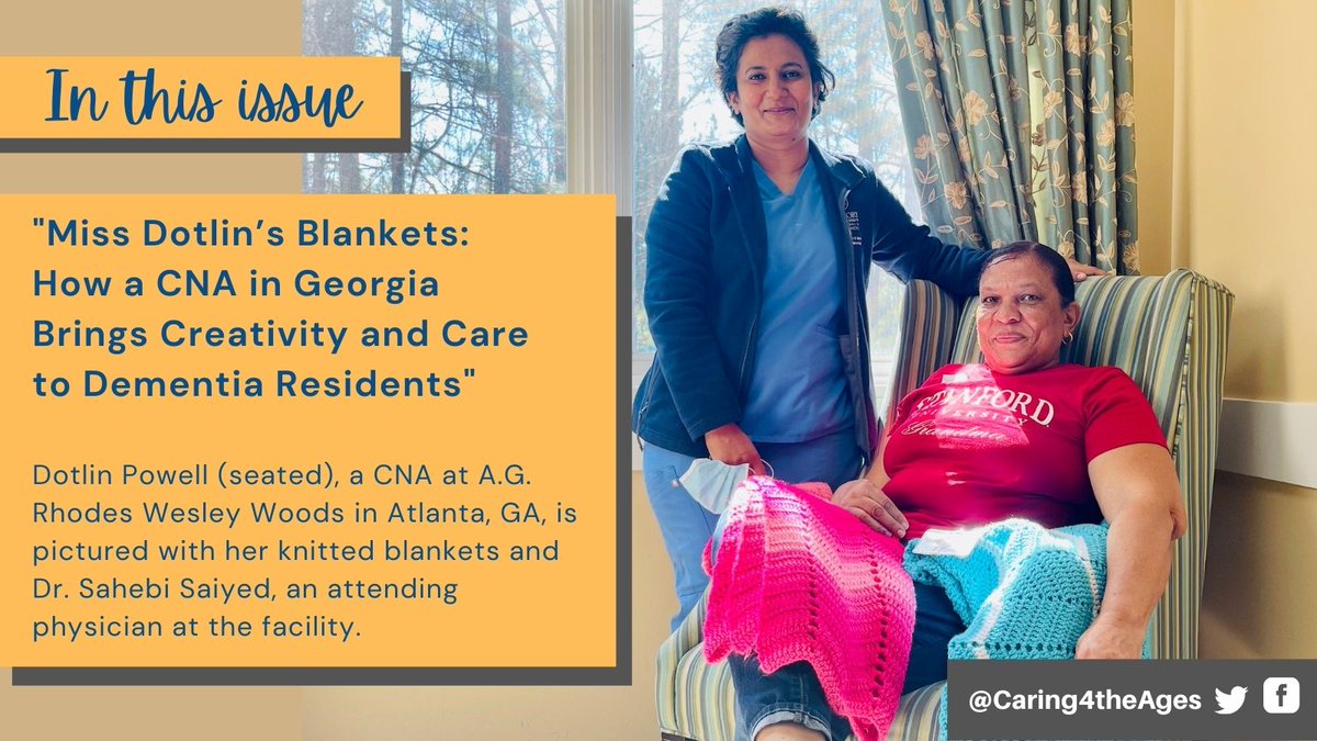 Caring for the Ages (@caring4theages) on Twitter photo Dotlin Powell, a CNA in Atlanta, knits blankets for her residents. “Dotlin goes above and beyond to do small things that make a big difference,” observed Dr. Sahebi Saiyed <a href="/sahebisaiyed/">sahebi saiyed</a>, pictured with Ms. Powell below. caringfortheages.com/article/S1526-… Dotlin Powell, a CNA in Atlanta, knits blankets for her residents. “Dotlin goes above and beyond to do small things that make a big difference,” observed Dr. Sahebi Saiyed <a href="/sahebisaiyed/">sahebi saiyed</a>, pictured with Ms. Powell below. caringfortheages.com/article/S1526-…