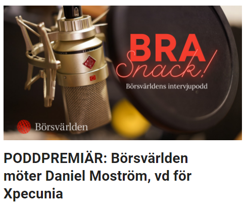 Lyssna på VD Daniel Moström i Börsvärldens podd 
Bra Snack! där poddar finns och Spotify. Dela gärna!
borsvarlden.com/artiklar/B%C3%…