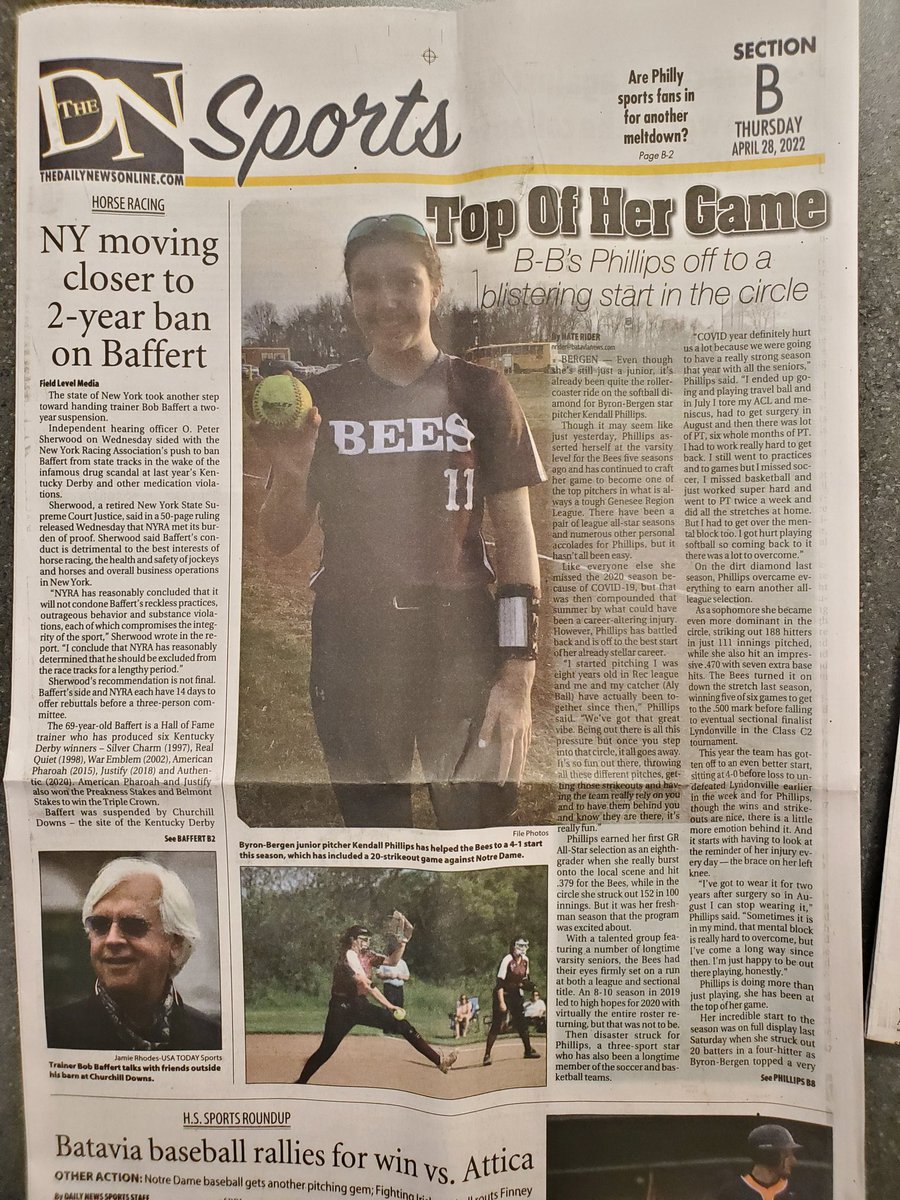 BBathleticpride's tweet photo. Now that's a front page we can all get behind!! I see you KP! Girls softball is off to a great start 🔥 #BBPride @BBCSDBuzz https://t.co/pQNc1T6qHi