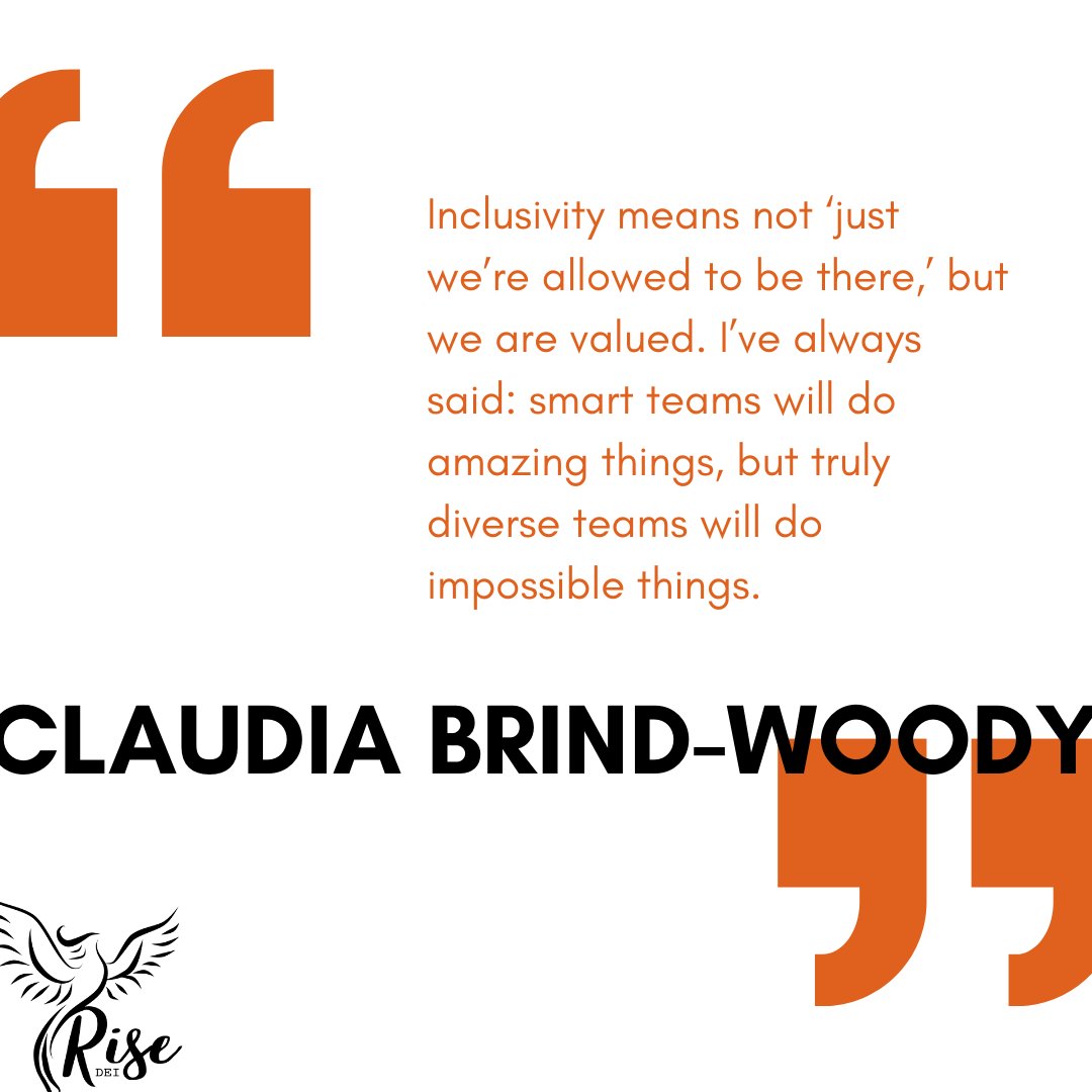 RISE_DEI's tweet photo. 🔥 #inclusivitymatters #theimpossibleispossible

(image description: white background with big orange block quotation marks in the upper left and lower right with quote text in orange and big black text for quoted name and Rise DEI phoenix logo in lower left corner.) https://t.co/pdbzJO7HRp