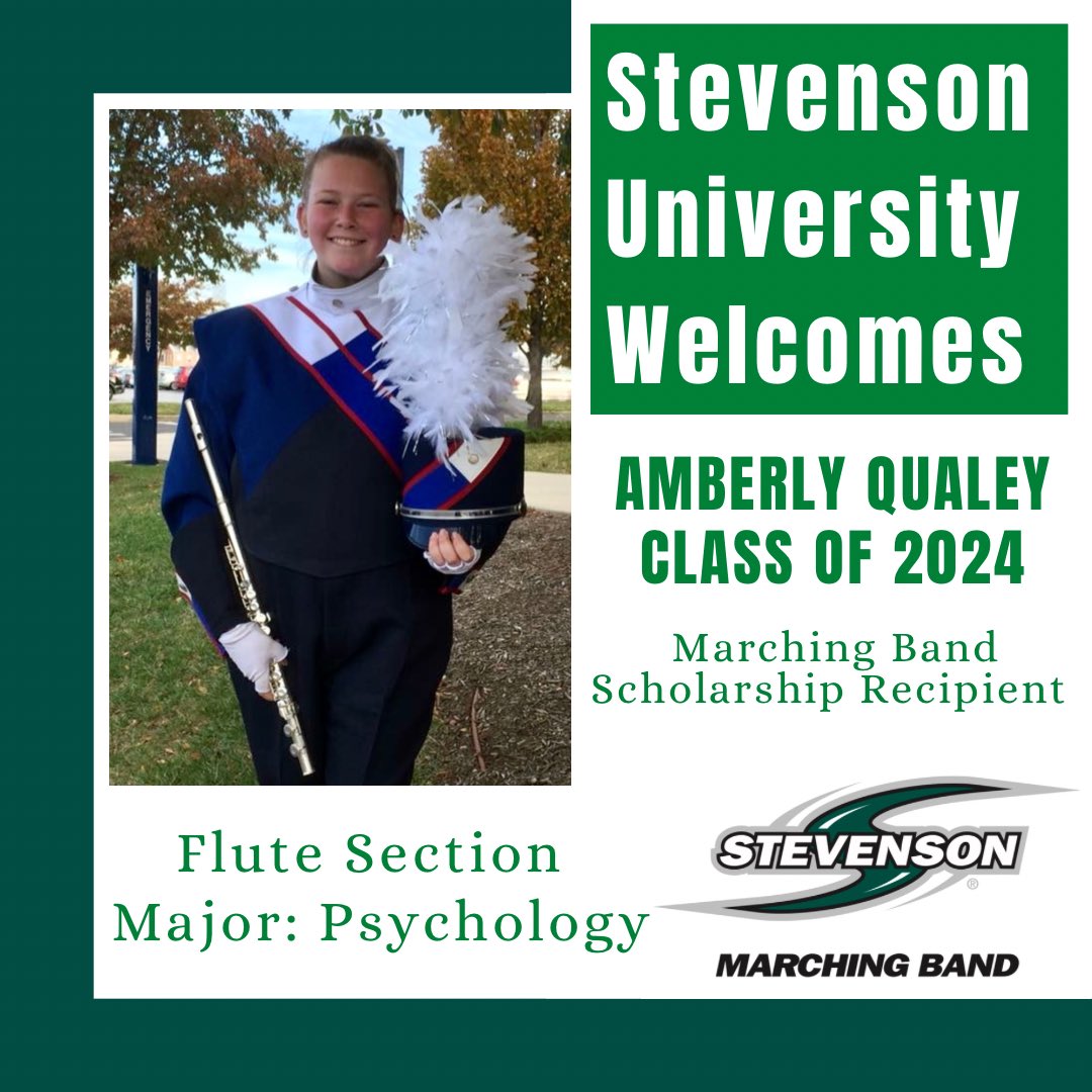 SU Music welcomes Amberly Qualey! Amberly will be joining us as a new member of the SUMB this fall as well as receiving our marching band scholarship! She is majoring in Psychology and will be a part of our flute section!