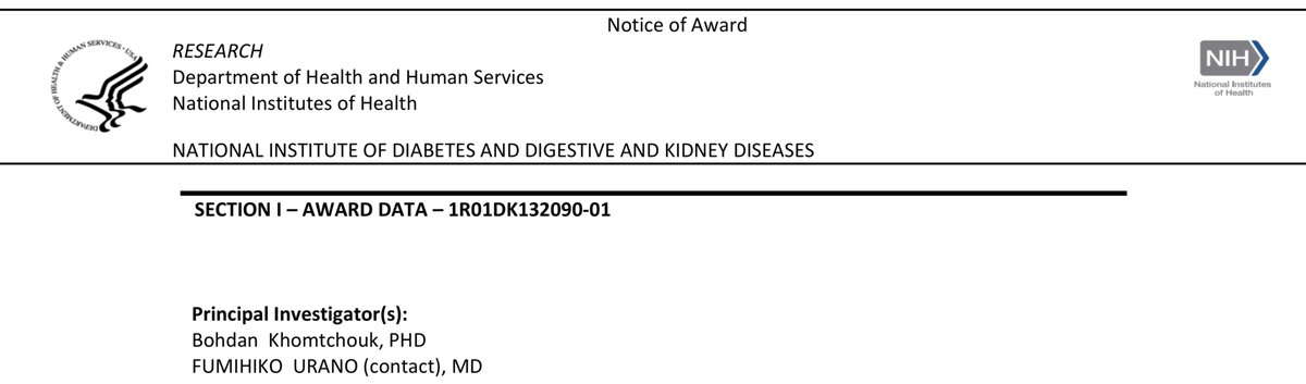 bohdanome's tweet photo. Got the NOA for my first R01 from @NIDDKgov! Excited to do more #cardioinformatics work with my colleague @FumihikoUrano https://t.co/J38j5Kp2ss