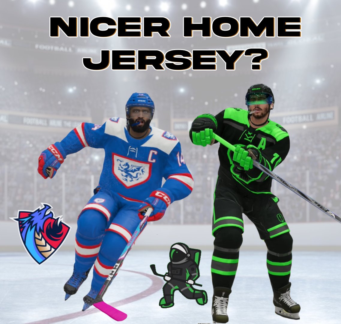Another one!

Who has the nicer home jersey?

<a href="/BDragonsEsports/">Blue Dragons Esports</a> or <a href="/BardownskiITHL/">Bardownski Hockey</a> ?

vote below!