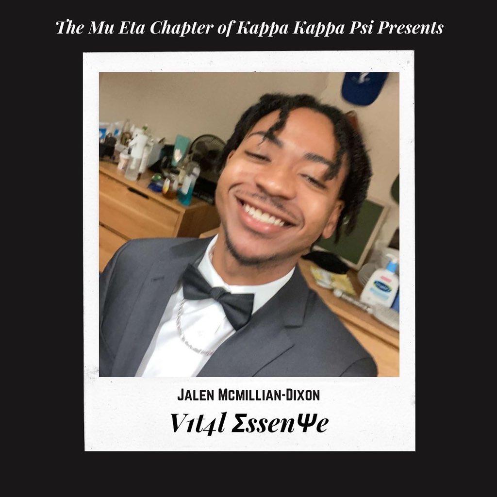 MuEtaKKPsi's tweet photo. ⭐️⭐️⭐️⭐️⭐️

Next we have our fourteen Jalen Mcmillian-Dixon a.k.a. V1t4l ΣssenΨe. Jalen is a trumpet player from the class of 2023 majoring in political science! https://t.co/8MIlswGzwU
