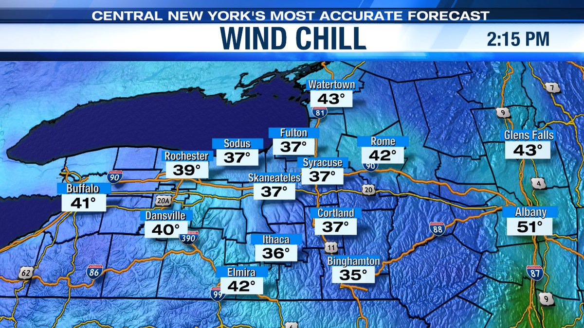 JimTeskeNC9's tweet image. It is nice to have the bright sunshine in Central New York today but it is not nice to have to show a wind chill map with 30s mid afternoon on April 28th #nywx #WhereIsSpring