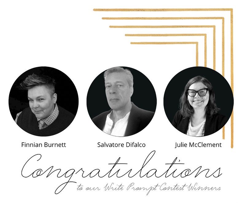 blankspacesmag's tweet photo. Big congrats to @FinnianBurnett @JulieMcClement and Salvatore Difalco for taking top spots in our write prompt contest! Learn more at https://t.co/nJuYgsTxjP https://t.co/ed4EetQjY8