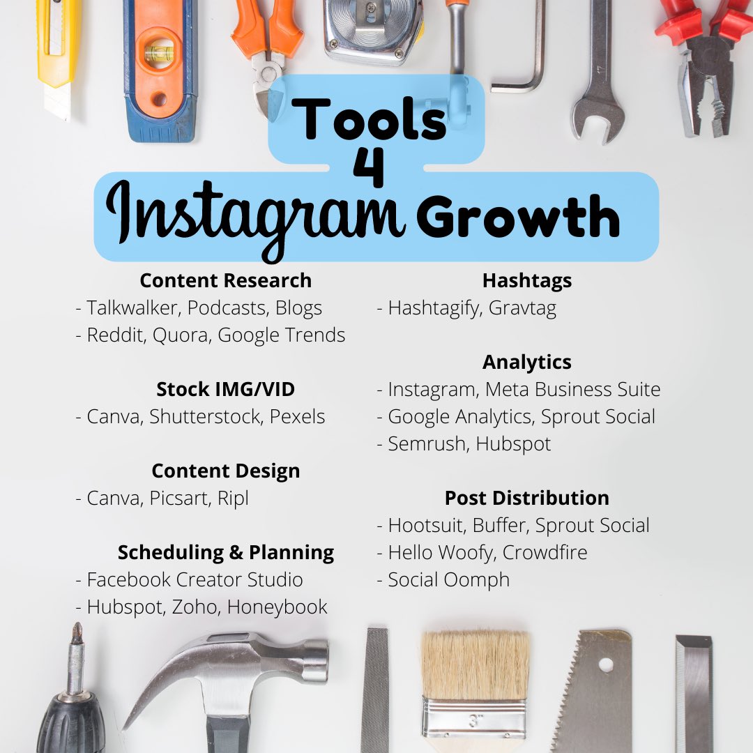 Here’s some 🛠 to help you grow your #instagramstrategy #supportsmallbusiness 

🏷 🏷 🏷 🏷 💪

#digitalmarketing #digitalmarketingagency #instagrow #socialmediastrategy #socialmediamarketing #socialmediamanagement #barriemarketing #barriemedia #advertisingagency #advertising