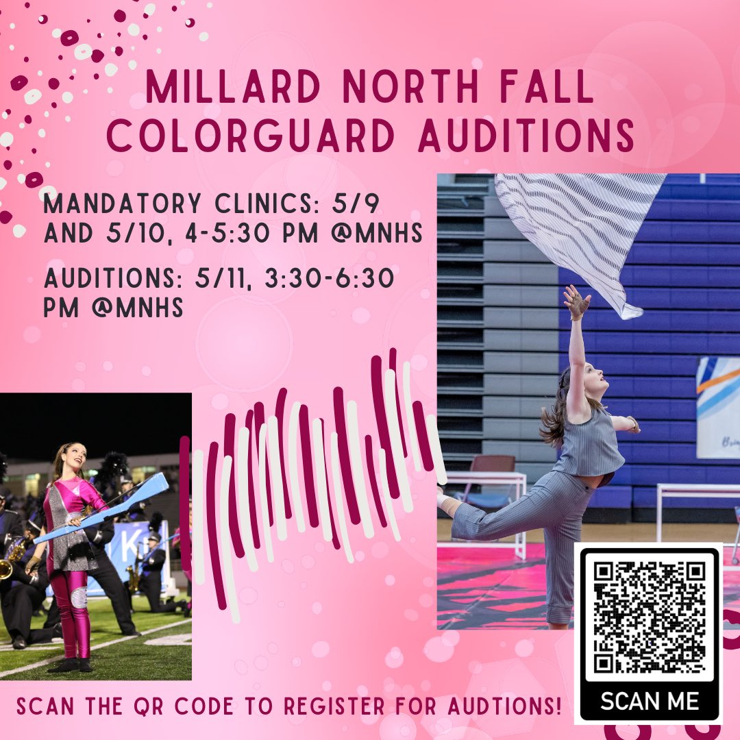 MNColorguard's tweet photo. Auditions are a few short weeks away! Join us and come be part of something AMAZING! @MNHS_Band @MNHSActivities @NMS_Mustangs @MPS_Kiewit https://t.co/TdmwdBFRJP