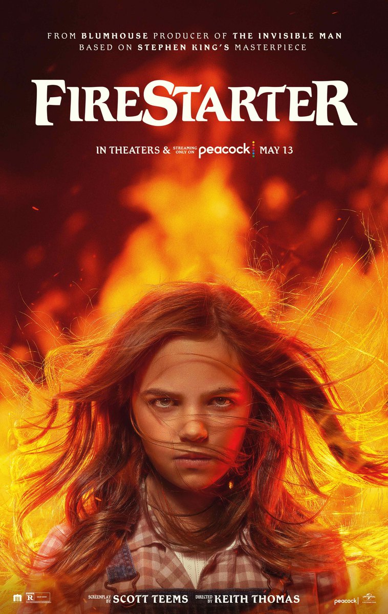 BenMkWrites's tweet image. Never play with fire. Follow us, RT + Reply w/ your city to enter to #win passes to see @blumhouse's terrifying new adaptation of Stephen King's #Firestarter, in theatres May 13!