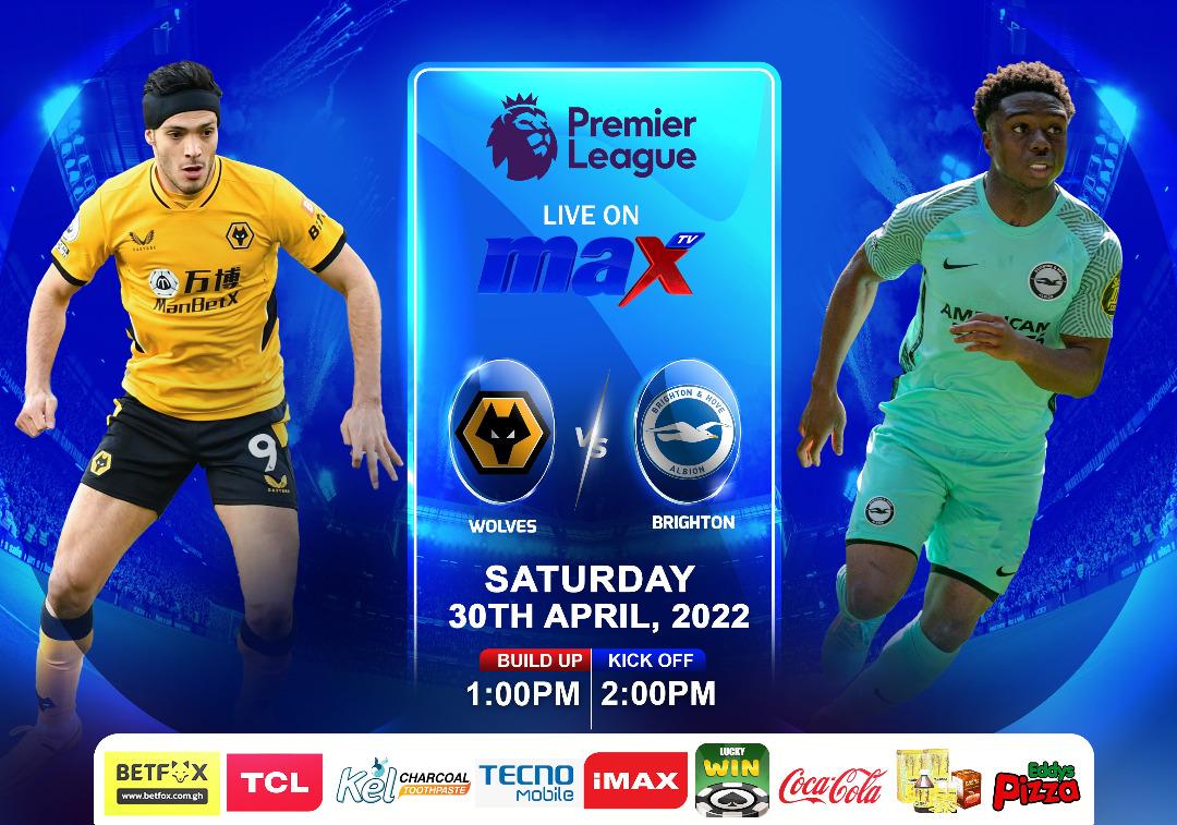 maxtvgh's tweet photo. On Saturday 30th April 2022, Wolves will welcome Tariq Lamptey's Brighton &amp; Hove Albion at the Molineux Stadium at 2pm LIVE on MaxTV. Buid-up is at 1pm.

#MaxTV #MaxFM #MaxSports #MaxOnline #MaxPL #EPL https://t.co/PVKRKQfsQD