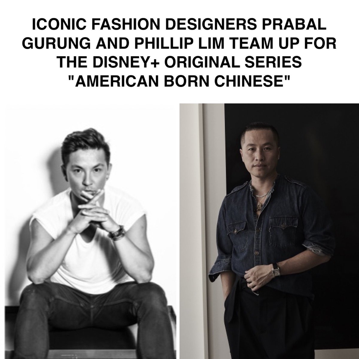 Fashion designers @prabalgurung & @31philliplim have teamed up to design the costumes for the upcoming #DisneyPlus series AMERICAN BORN CHINESE! Based on the book by @geneluenyang, starring Michelle Yeoh w/ Destin Daniel Cretton directing/producing @disneyplus