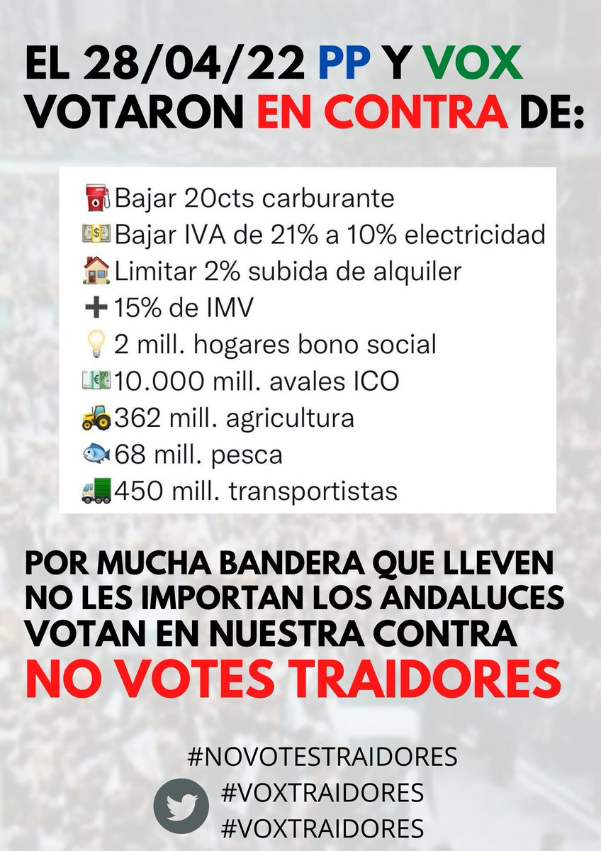 RosaMar6254's tweet photo. @RubenSanchezTW #porandalucia
#NovotesTraidores https://t.co/VmmRjEgbAf