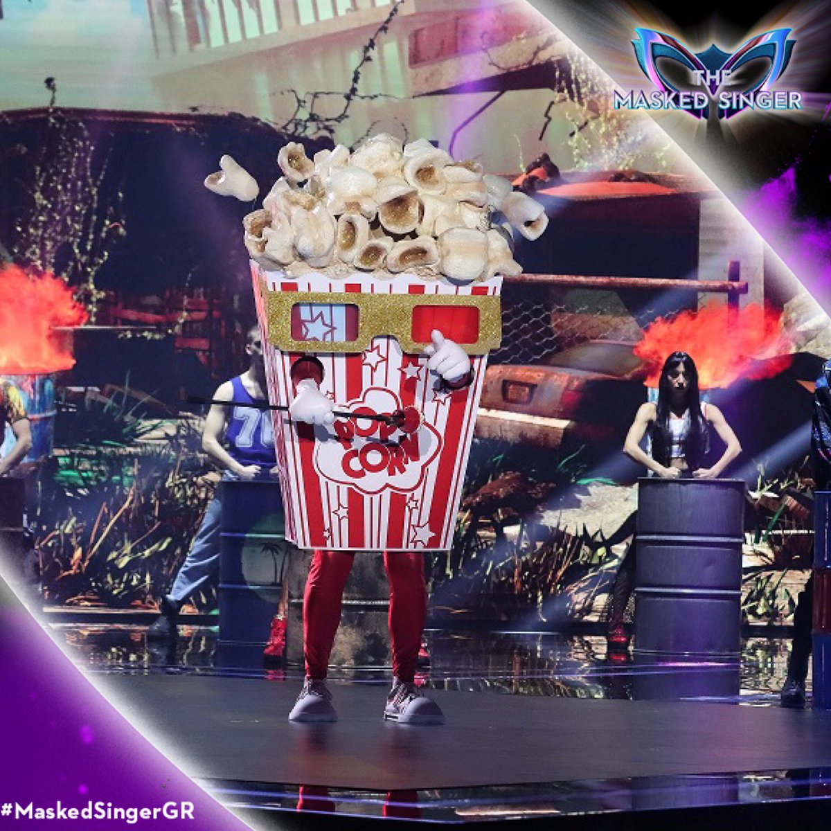 Φωτιά στην σκηνή του #MaskedSingerGr με το Ποπ κορν 🍿