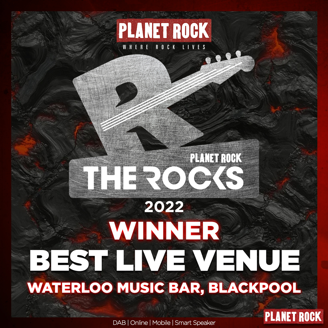 PlanetRockRadio's tweet photo. The Rocks 2022 
As voted by our listeners, winner of the Black Plaque award for best live venue is...

@TheWaterloo_BPL

#TheRocks22 https://t.co/Ki4W4hzusK