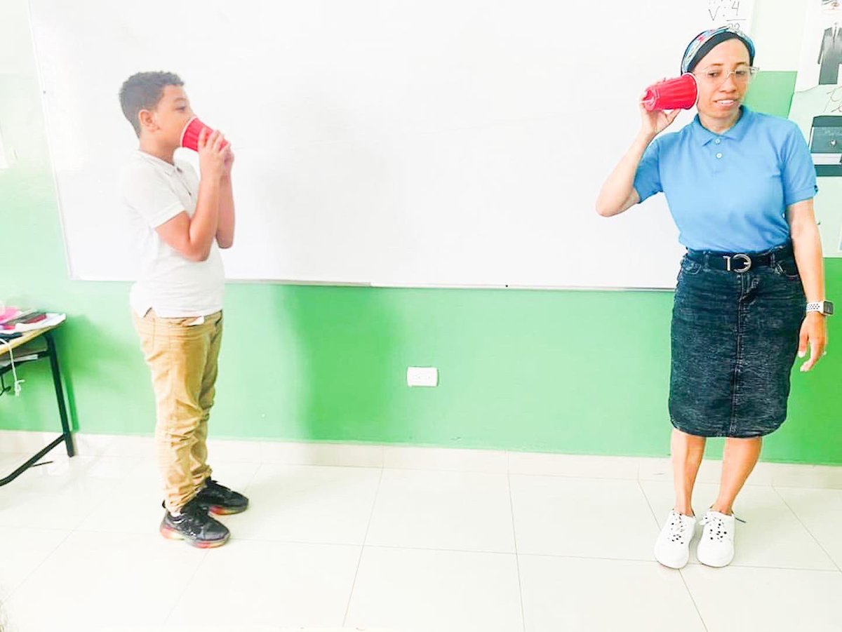 Learning made fun!!! Here are our 6th grade students exploring sound waves with cups and strings. Our schools love promoting hands-on learning and exploration. It makes learning and exciting and fun. 
#education #learning #grade6 #science #cupsandstrings #soundwaves