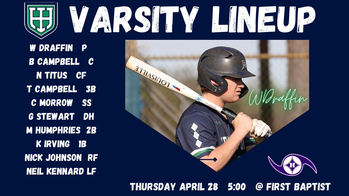 HHESBaseball's tweet photo. Varsity travels to First Baptist tonight ⚔️⚾️ https://t.co/GyQ1sWp2G0