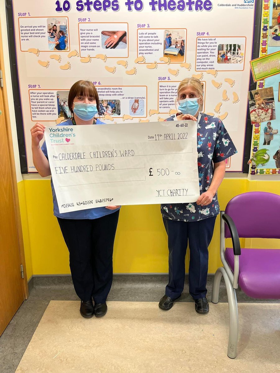 Thankyou to Yorkshire Children's Trust and everyone who donated to the Easter appeal for the kind donation of £500.
The money will be used to buy arts, crafts and games to keep the children entertained who unfortunately have to spend time in hospital.