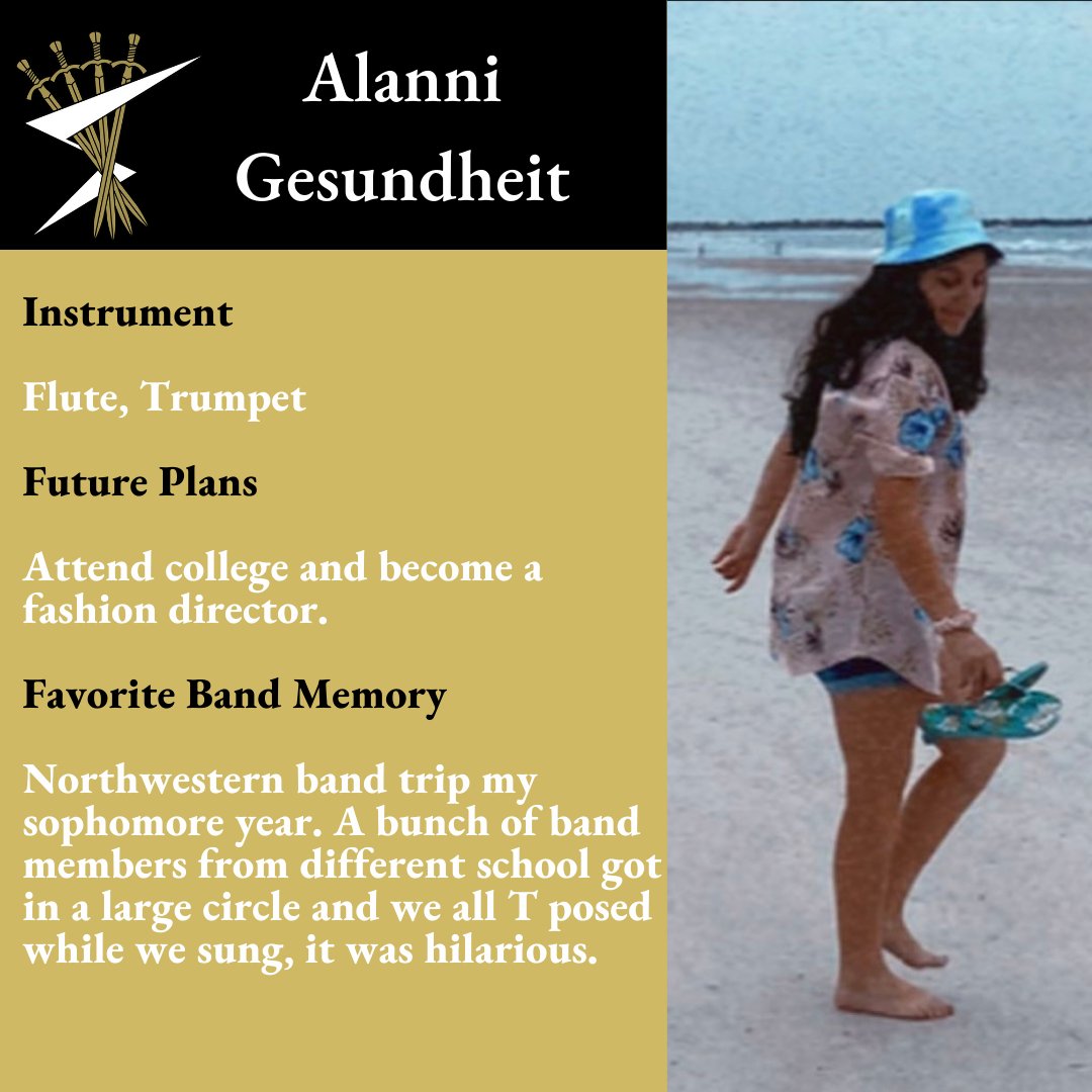 StreamwoodBands's tweet photo. Congratulations to our next featured Band Senior, Alanni Gesundheit! https://t.co/O0MMGzMdJO