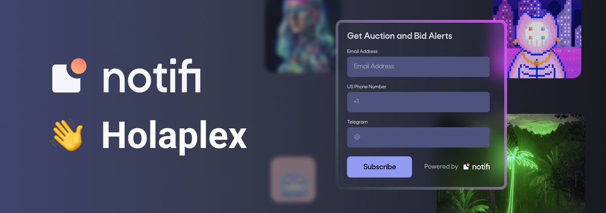 We are excited to be working w/ <a href="/NotifiNetwork/">Notifi</a> to bring you auction notifications!! Now you can keep up w/ the current status of auctions you are interested in.

No more gazing deep into your computer screen &amp; getting nauseated trying to keep outbidding other wallets!
(1/3)