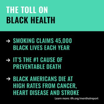 Twinter_10's tweet image. Big Tobacco’s targeted marketing of menthol cigarettes has had a devastating impact on Black health and lives. We strongly support @US_FDA’s efforts to get rid of menthol cigarettes and put an end to this cycle of addiction, disease and death.