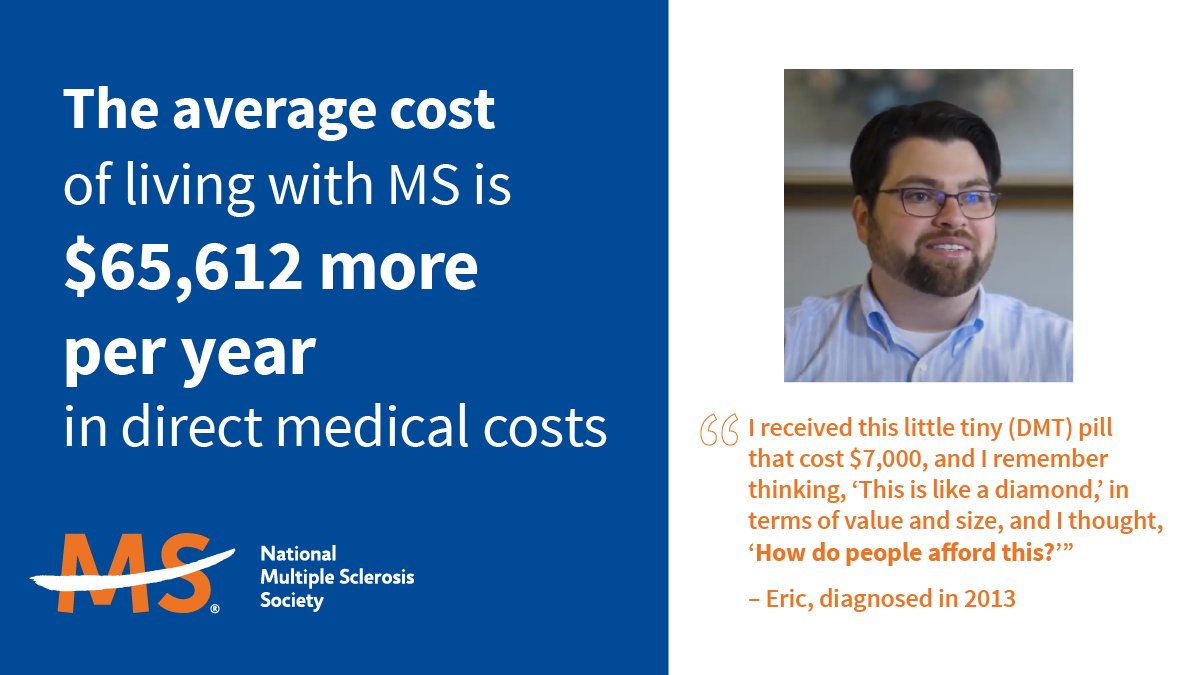 mssociety's tweet photo. A new study shows that individuals with MS spend an average of $65,612 more on medical costs than individuals who don’t have MS, underscoring what many people affected by MS know all too well – MS is a highly expensive disease. https://t.co/VlUorCB4fB