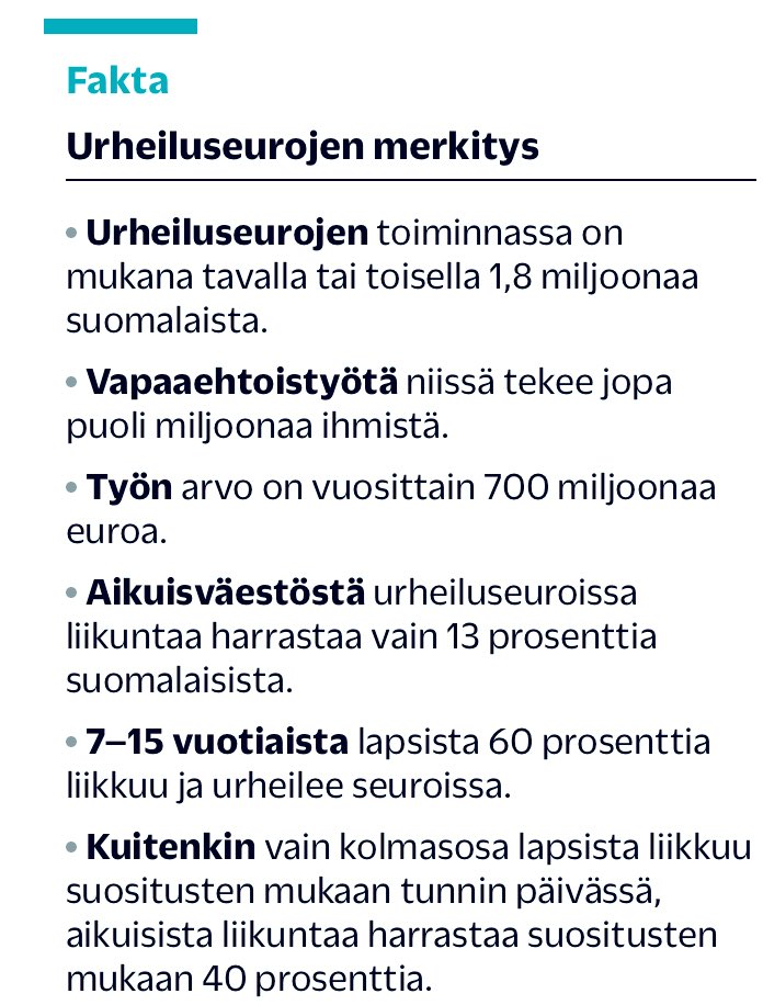Urheiluseurojen merkitys: siitä vähän lukuja.
#liikunta #urheilu