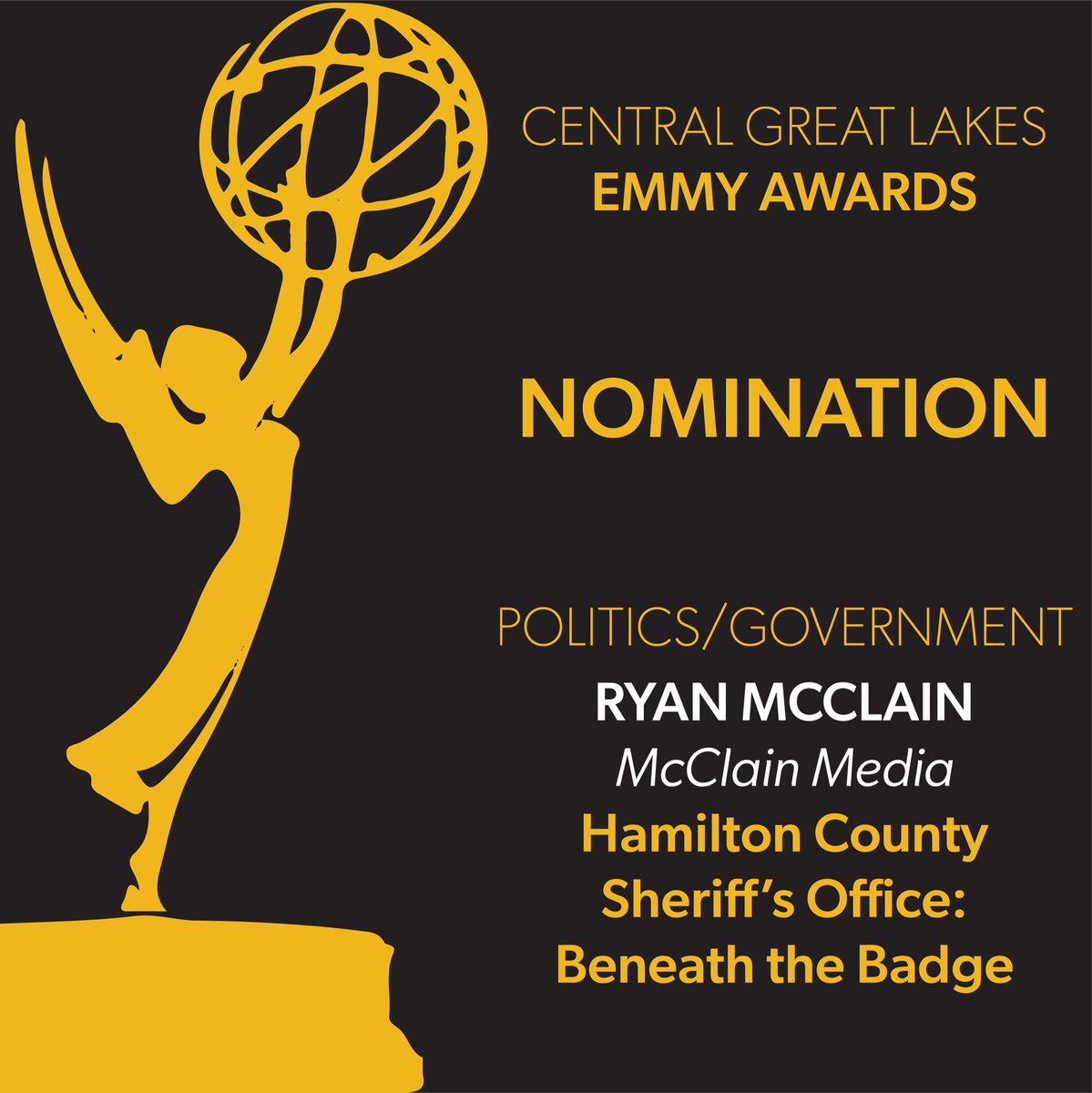 ryanjmcclain's tweet photo. Very excited to share that my side project that I began last year titled “Beneath the Badge” has been nominated for an Emmy award in the Politics/Government category. It has been amazing to see this project flourish from a concept to an Emmy nominated web video series. https://t.co/mA0BPlkEBS