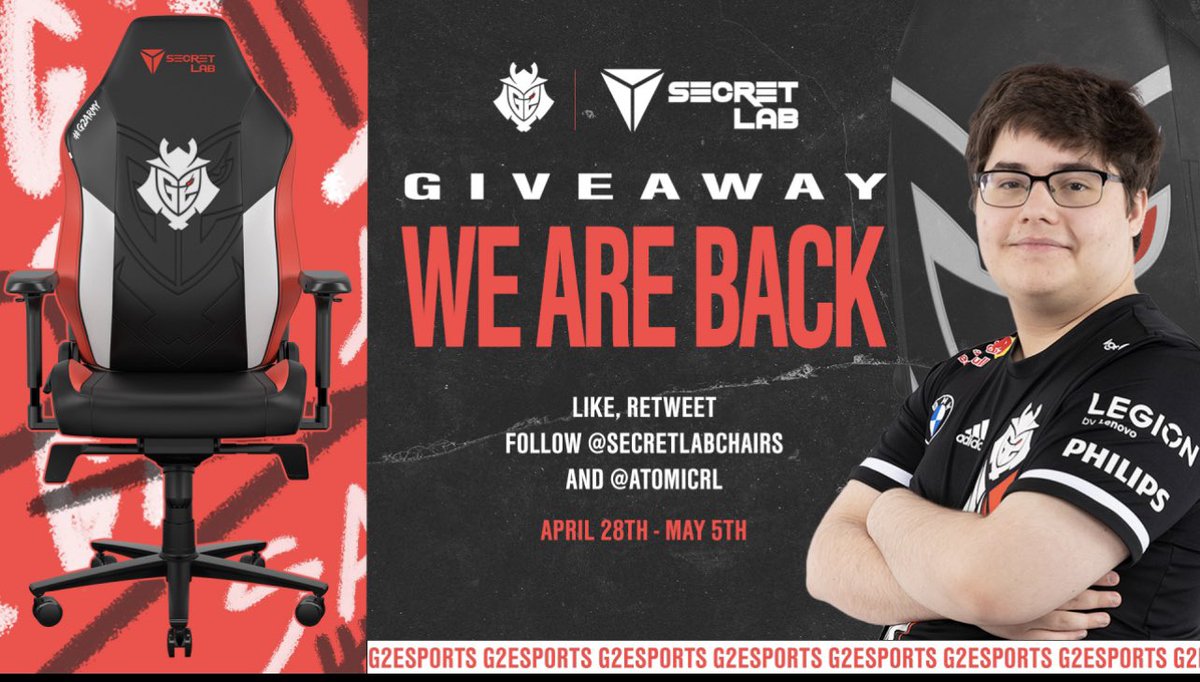 To celebrate that we are back tomorrow, I'm giving away one G2 Secretlab chair!!

Follow me and <a href="/secretlabchairs/">Secretlab</a>
Like &amp; RT