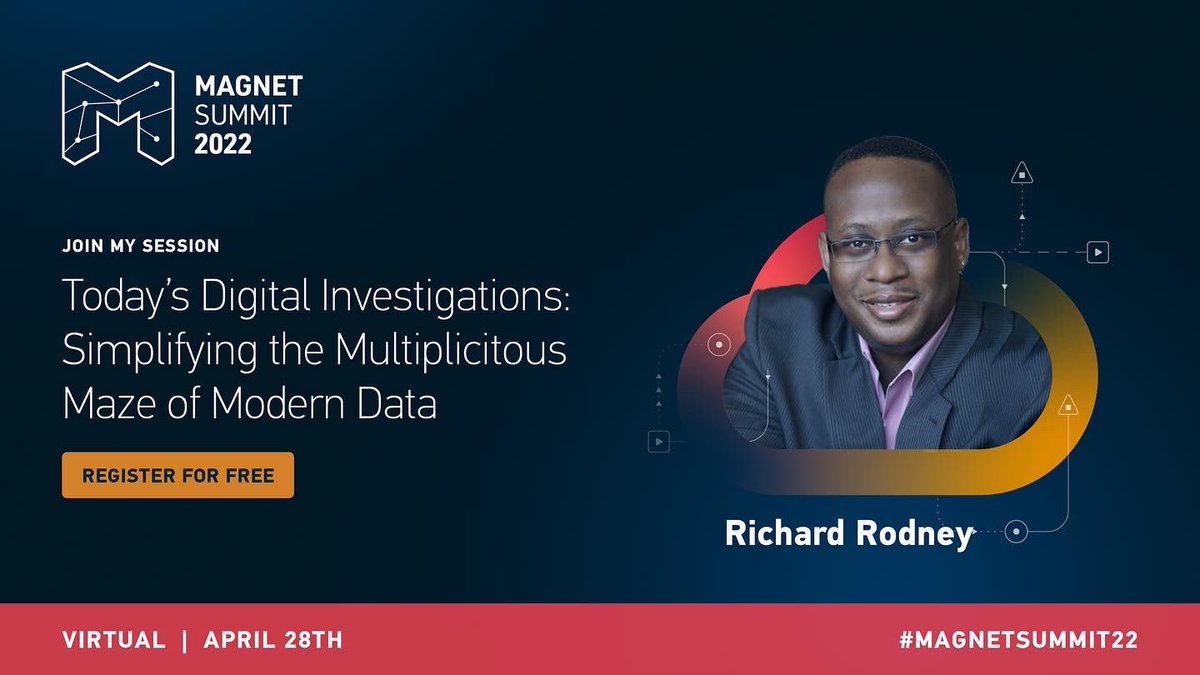 MRRRodney's tweet photo. My Session at the Virtual version of the Magnet Forensics Summit will be available tonight at 9:30PM if anyone wants to catch it. I may be available in the live chat to answer questions.

#magnetforensics #magnetsummit2022 https://t.co/taY0NybBE0