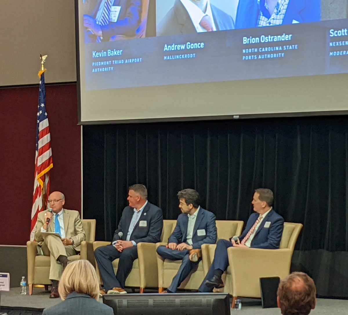 NCChamber's tweet photo. Digging into how we can future proof our trade and supply chain with @flyfrompti, @MNK, @NCPorts and @NexsenPruet. #MovingNCForward https://t.co/jBuYbHXgMr
