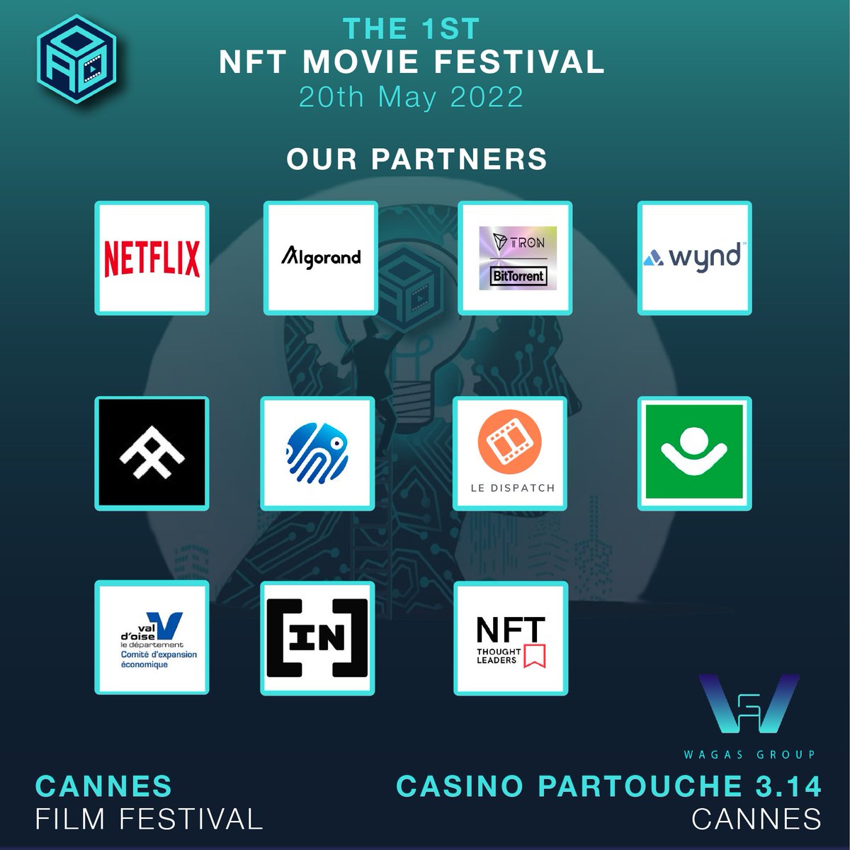 WagasGroup's tweet photo. @WagasGroup@damoversnft@daomovie are proud to present some of our partners we are working closely with to bring our event to life.

Learn more about what to expect https://t.co/UVA1IQ5Ogb 

#nft #blockchain #metaverse #crypto #NFTMarketplace #Cannes2022 https://t.co/oKqxL8J051