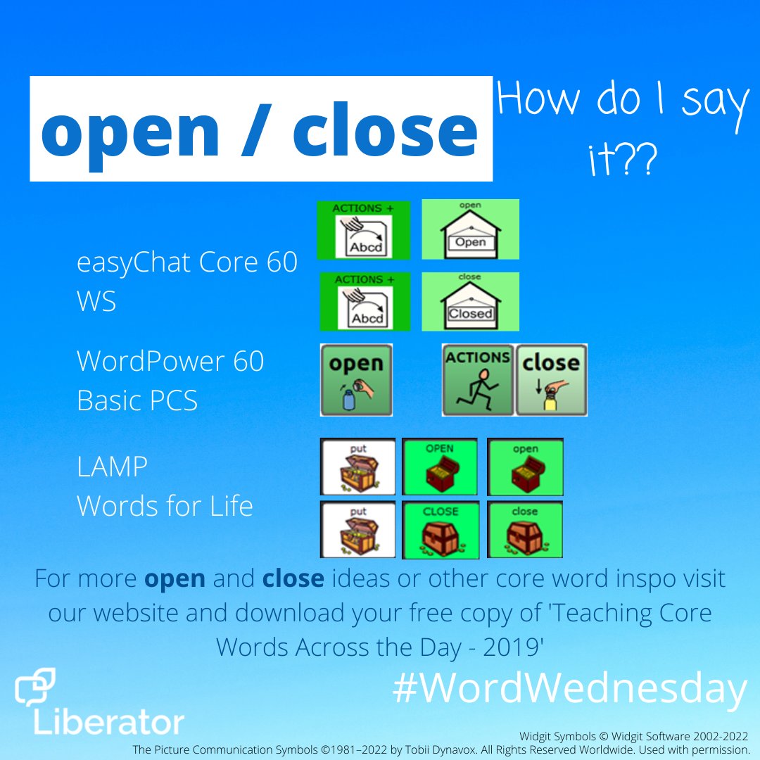 LiberatorLtd's tweet photo. This week's #WordWednesday focuses on 2 great core words - enjoy!
#lowprepslp #lowpreplearningideas #aacslp #schoolslp #corewords #slpeeps #speechtherapyideas #wordpower #viaair #viapro #LAMPWFL #novachat #vocabulary #corewordspractice #vocabularywords https://t.co/NK3i6VuZhY
