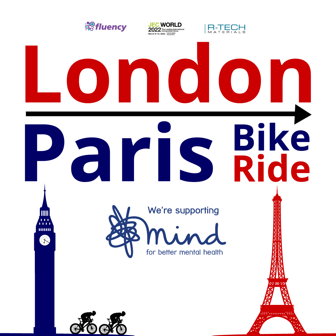 🚴1 DAY UNTIL THE GREAT COMPOSITE CYCLE! 🚴

 <a href="/RTech_Materials/">R-TECH Materials</a> Director of Composites Testing, Geraint Havard and Fluency Managing Director, Gemma Smith, cycle 550km from London to Paris in support of <a href="/MindCharity/">Mind</a> 

justgiving.com/fundraising/lo…

#jecworld #mind <a href="/JECComposites/">JEC Group</a>
