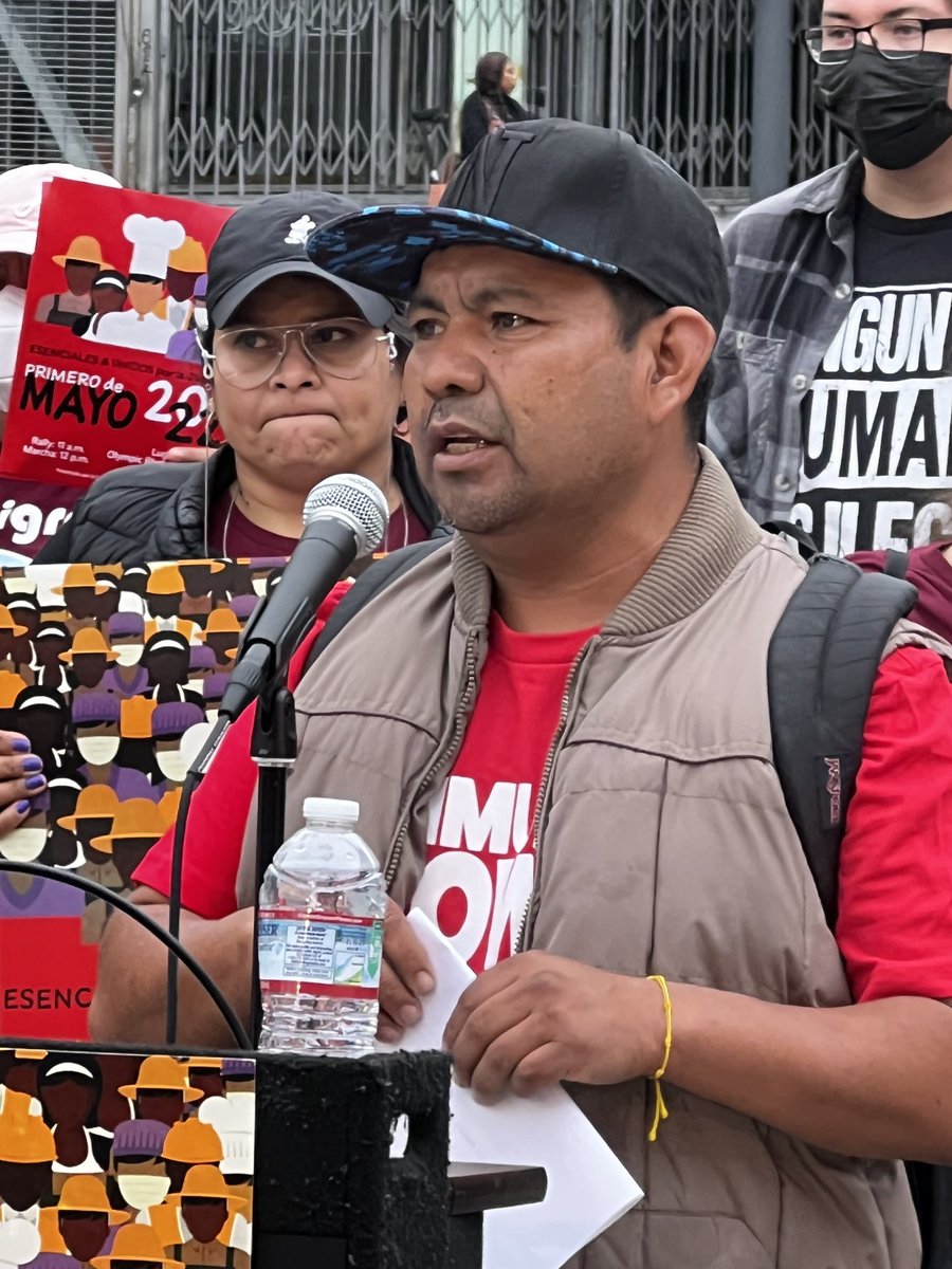 CHIRLA's tweet photo. Miguel Pérez with ⁦@CPColectivo⁩ called on our community on #MayDay2022 to support laws that allow street vendors to work with dignity and in peace! https://t.co/dVffhZYgWG